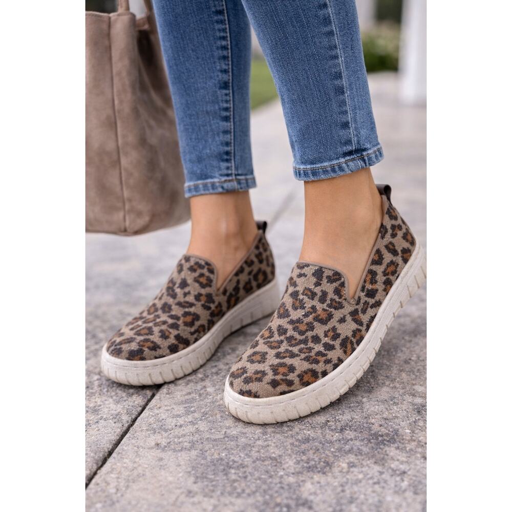 Sofft Leopard Print Slip-On Sneakers - Brown Tan Black